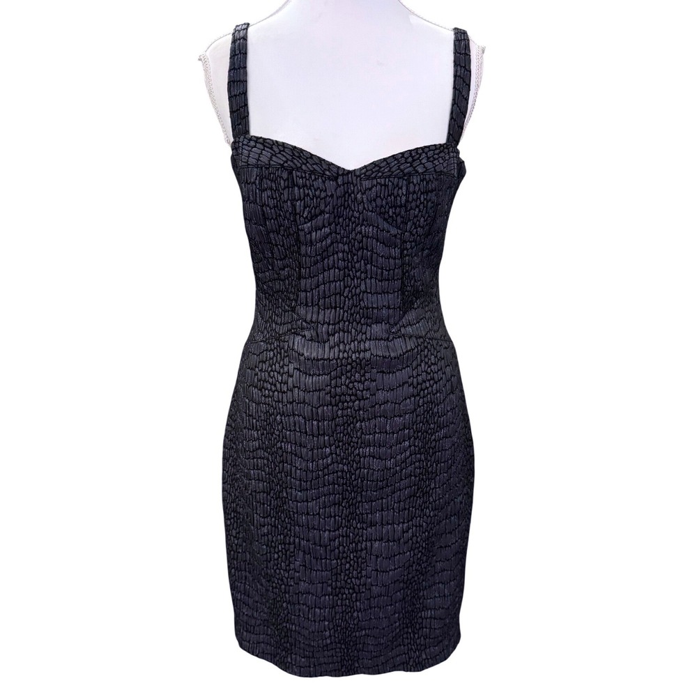Z Spoke Zac Posen Bodycon Midi Dress Crocodile Texture Sweetheart Indie Grunge 4